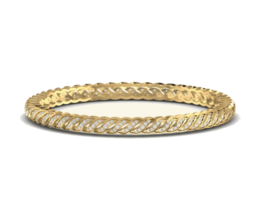 Rope-Twist Diamond Bangle