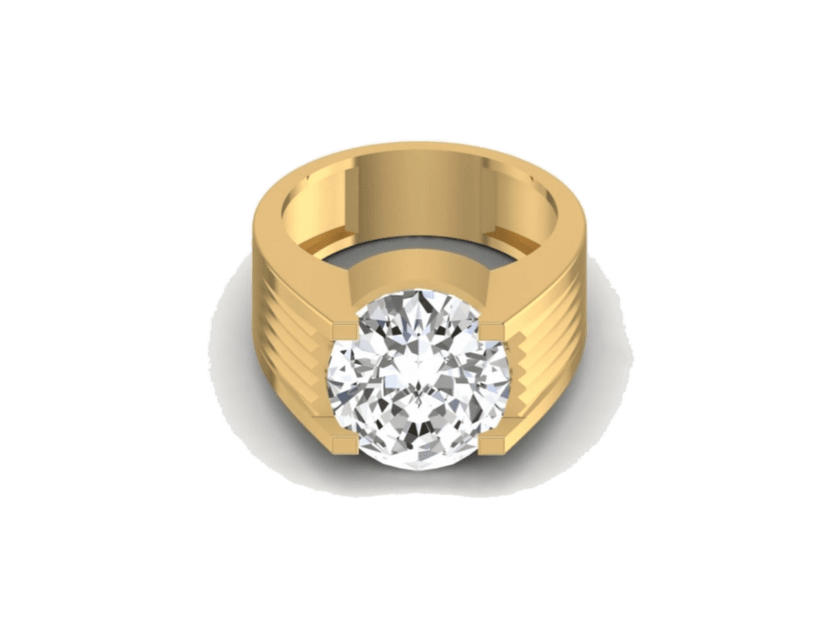 Round Solitaire Signet — 14K Yellow