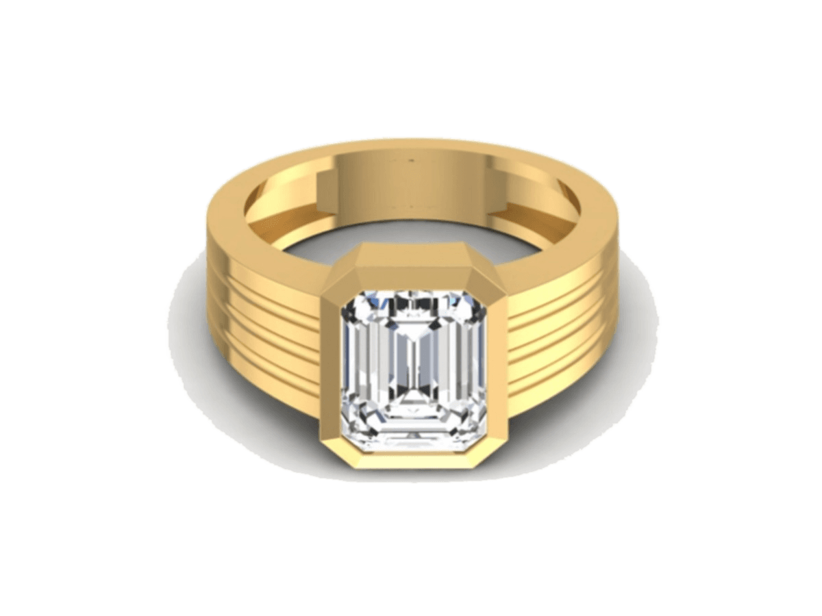 Emerald-Cut Bezel Signet — 14K Yellow