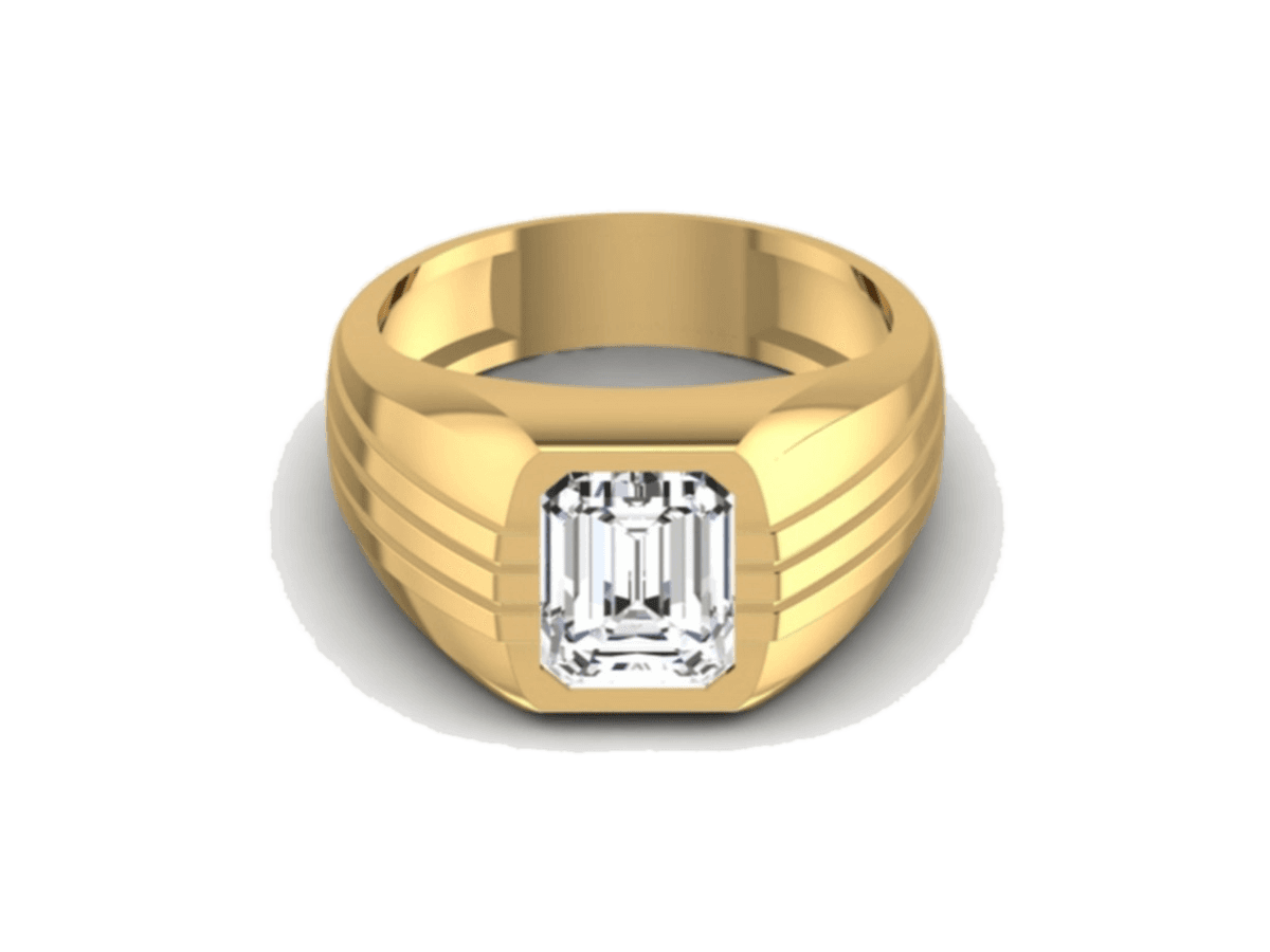 Emerald-Cut Grooved Shoulders