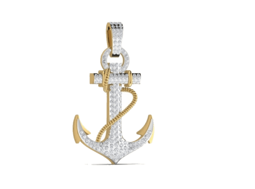 Iced Anchor Pendant