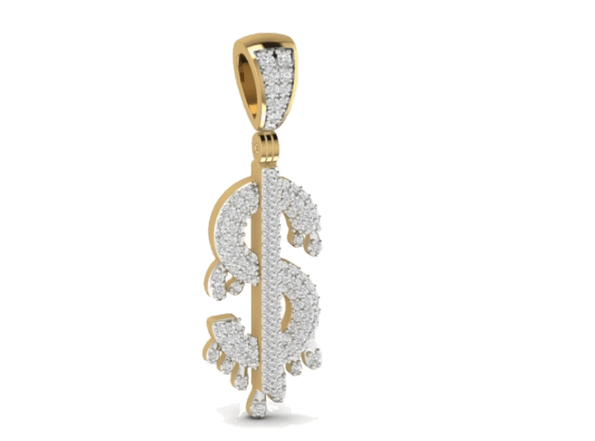Iced Dollar Sign Pendant