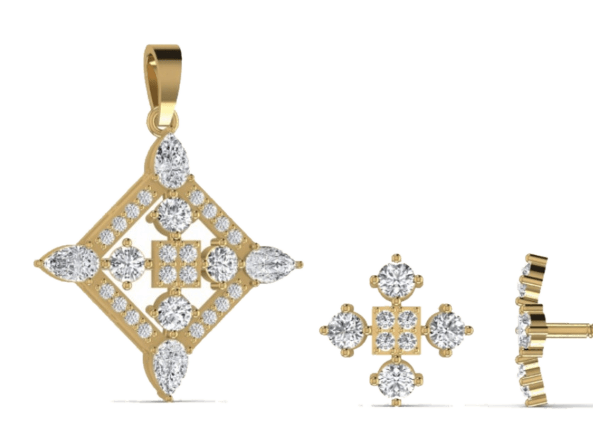 Iced Key Cross Pendant