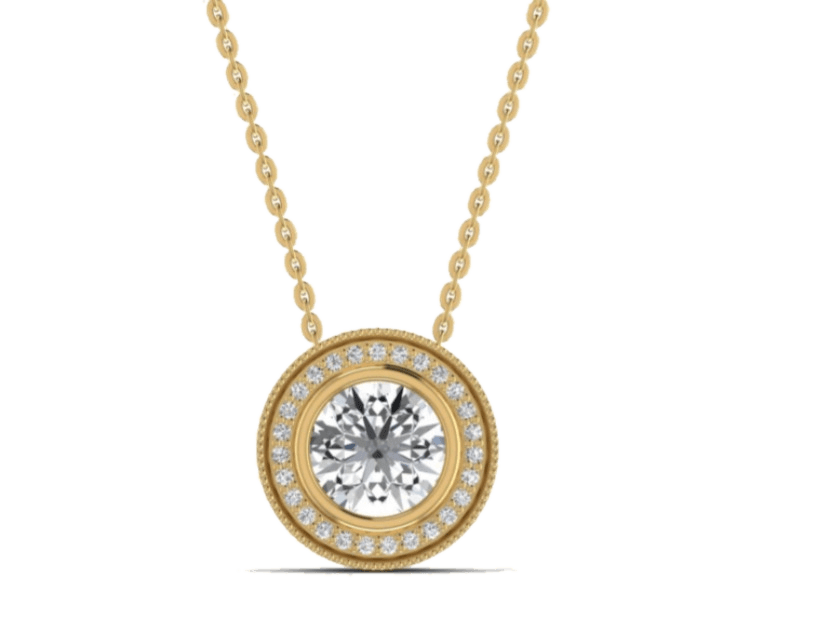 Round Halo Solitaire Pendant