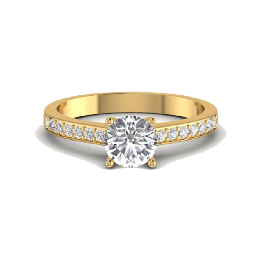 Round Solitaire Ring with Pavé