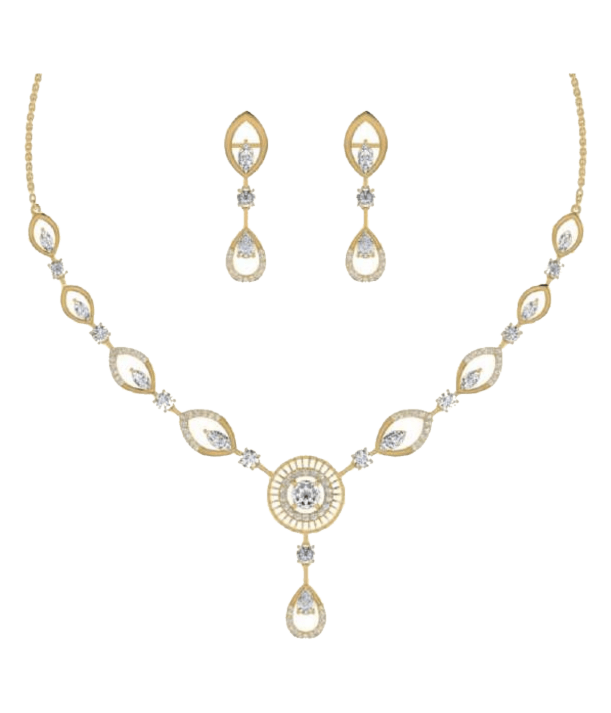 Diamond Drop Center Pendant Set