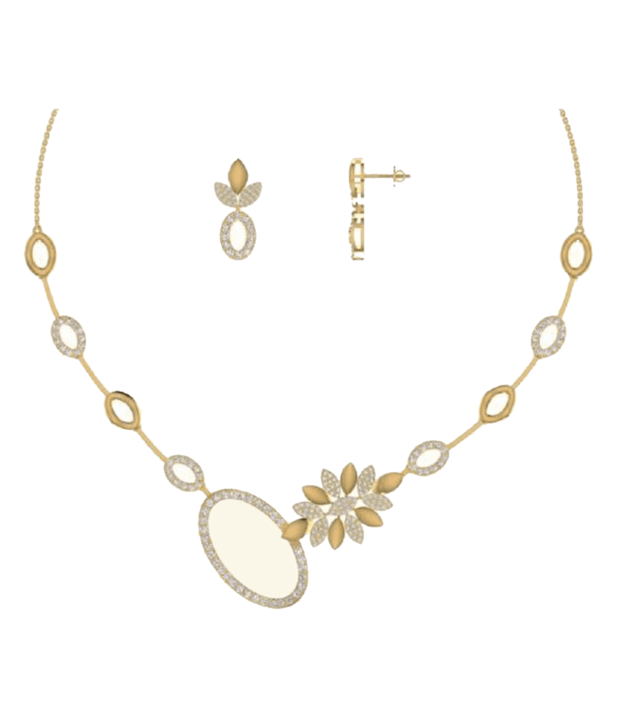 Geometric Leaf Scallop Necklace