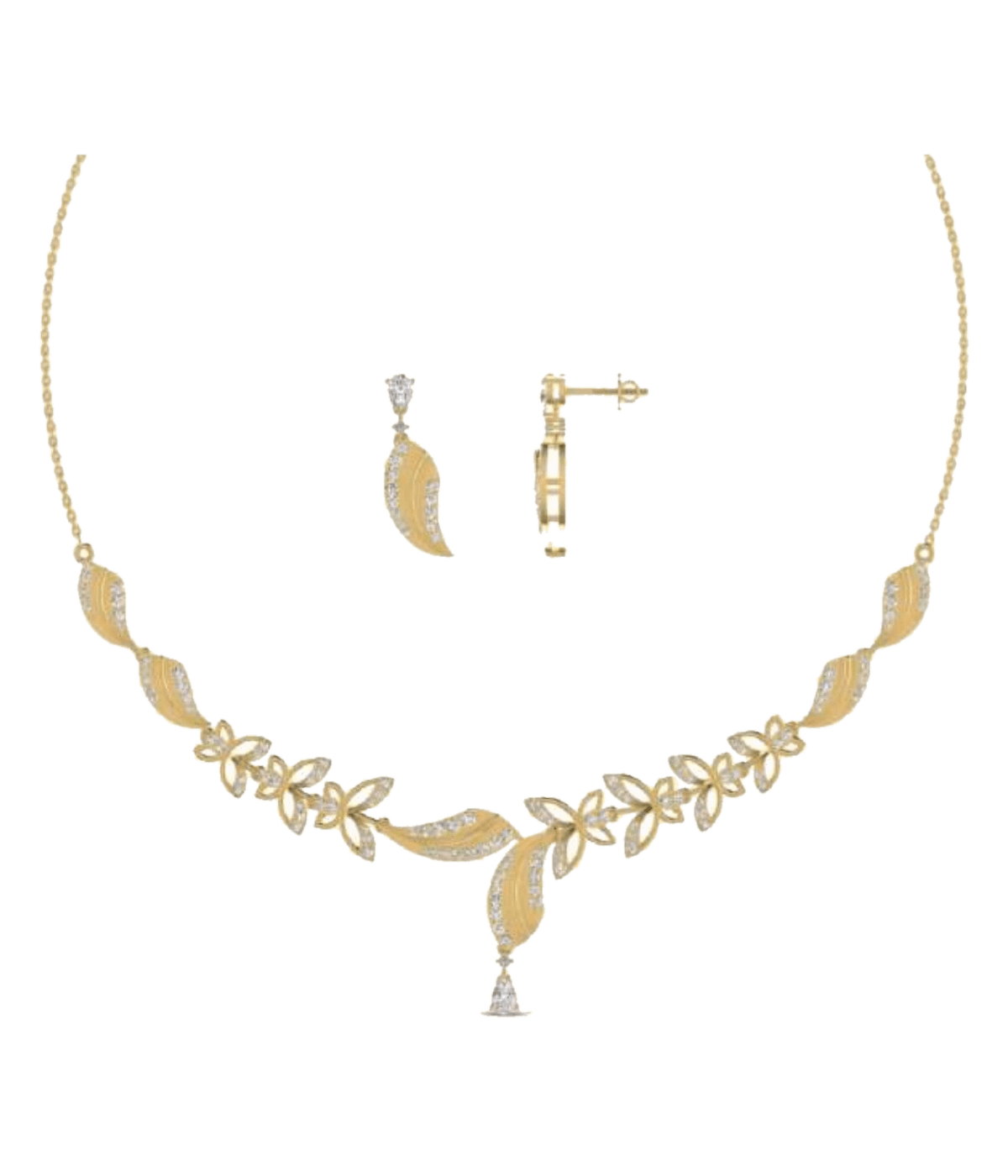 Curved Leaf Drop Necklace