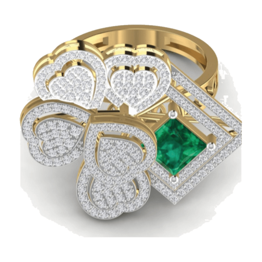 Asymmetric Emerald Cluster Ring
